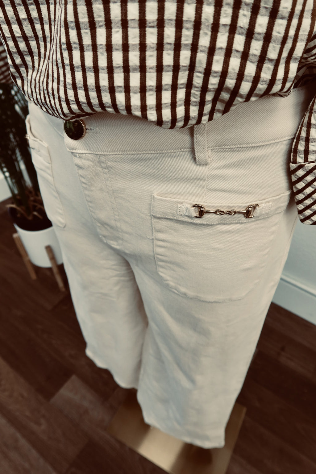 Plus Wide Leg Pants with Front Patch Pockets