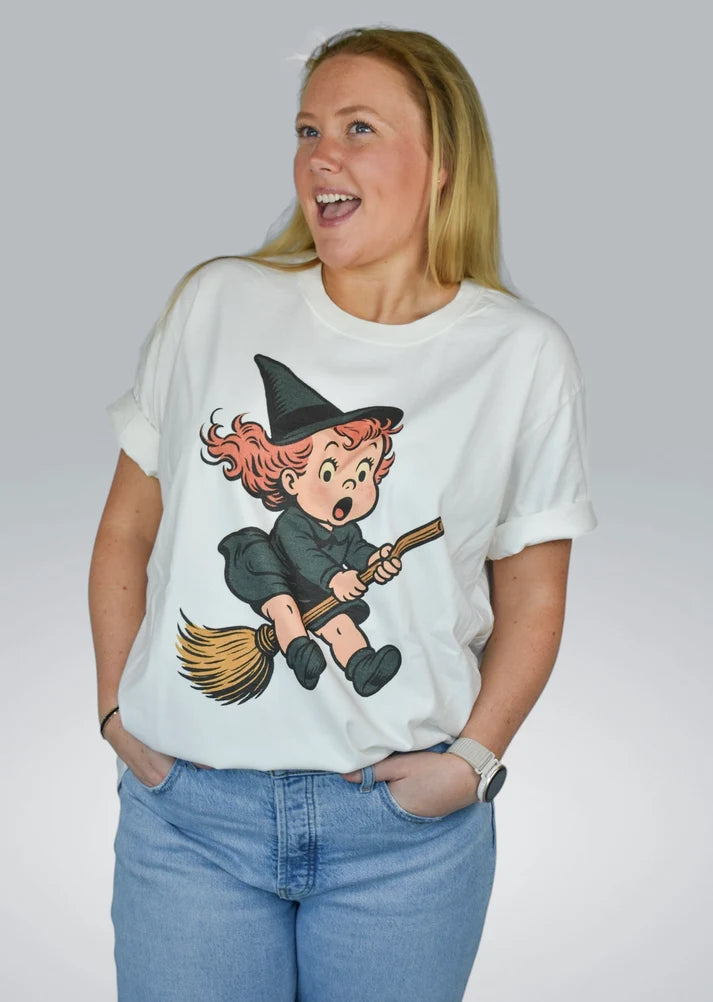 Little Witch Vintage White Tee