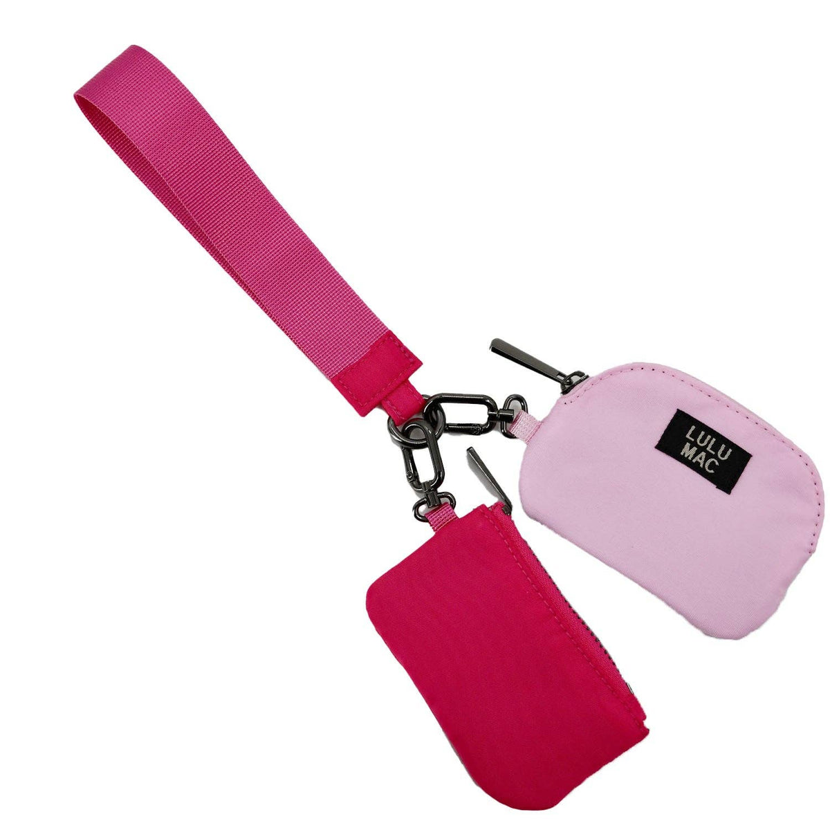 Lulu Mac Double Pouch Wristlets Hot Pink/Light Pink