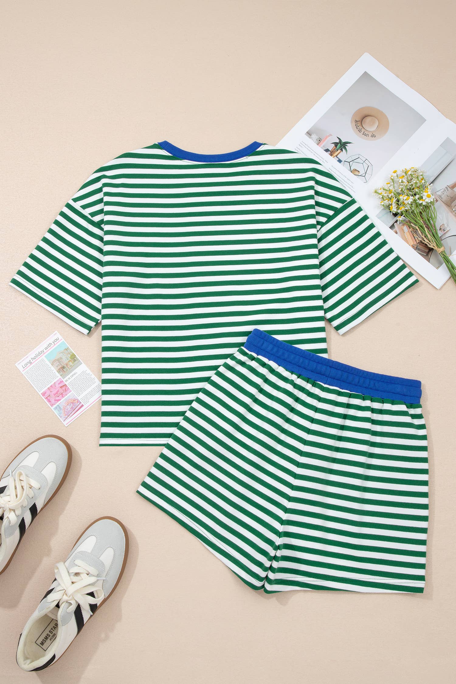 Stripe Short Set Green Stripe