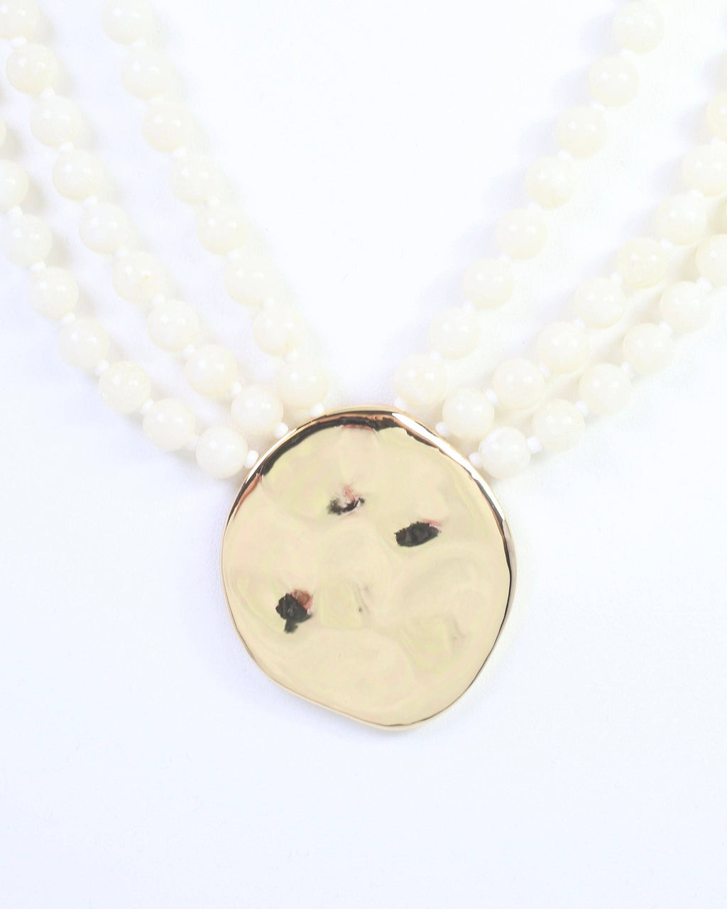 Kori Beaded Layered Necklace with Pendant Ivory: Default