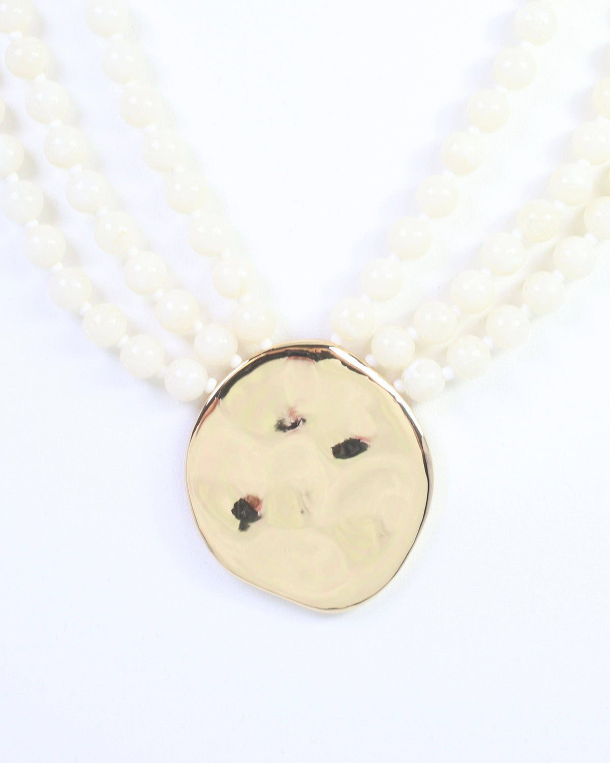 Kori Beaded Layered Necklace with Pendant Ivory: Default