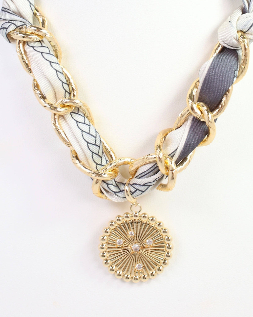 Sarah Scarf Charm Necklace Steel Gray: Default