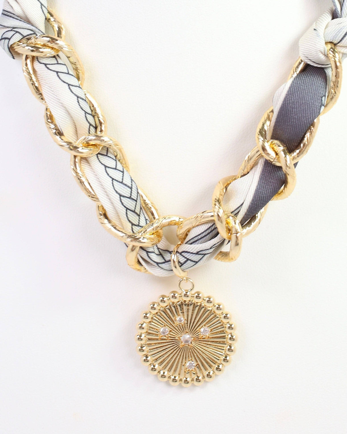 Sarah Scarf Charm Necklace Steel Gray: Default