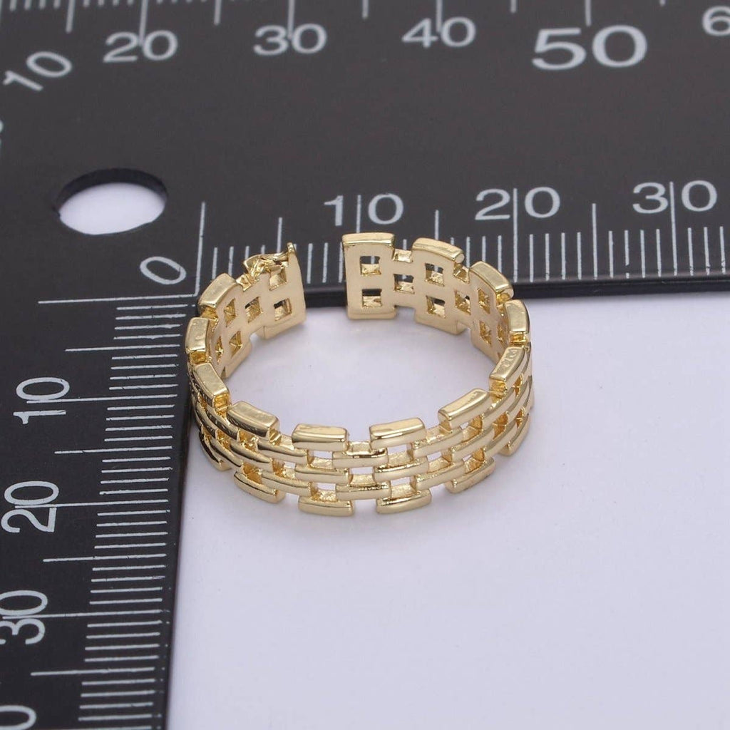 Gold Filled Panther Link Ring Open Adjustable Jewelry for Stackable Minimalist Jewelry U-259