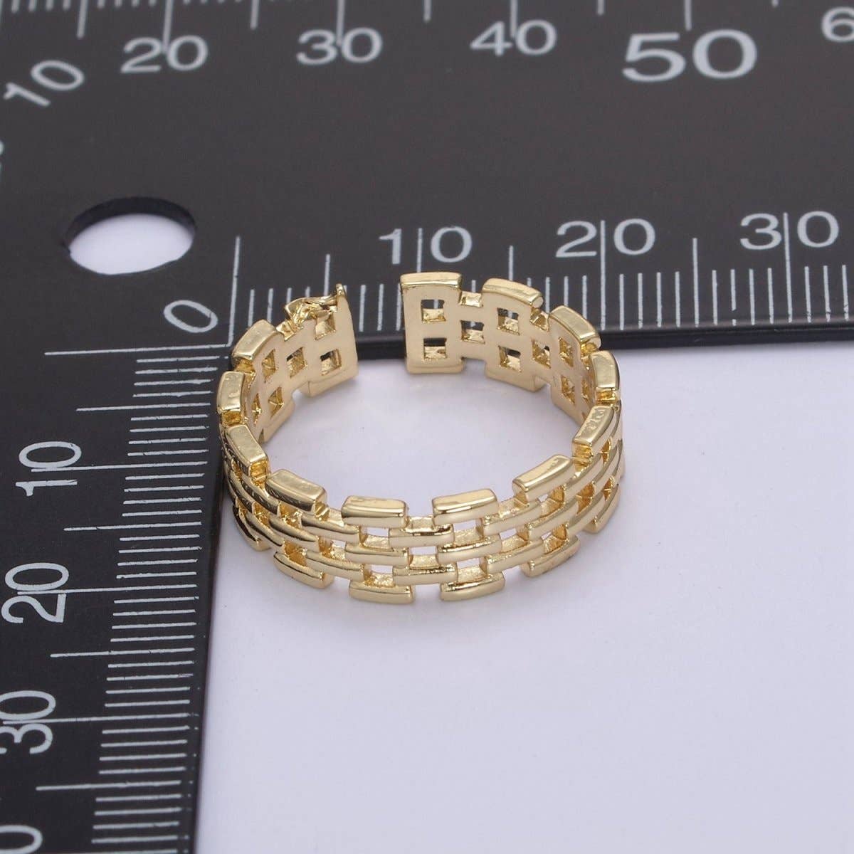Gold Filled Panther Link Ring Open Adjustable Jewelry for Stackable Minimalist Jewelry U-259