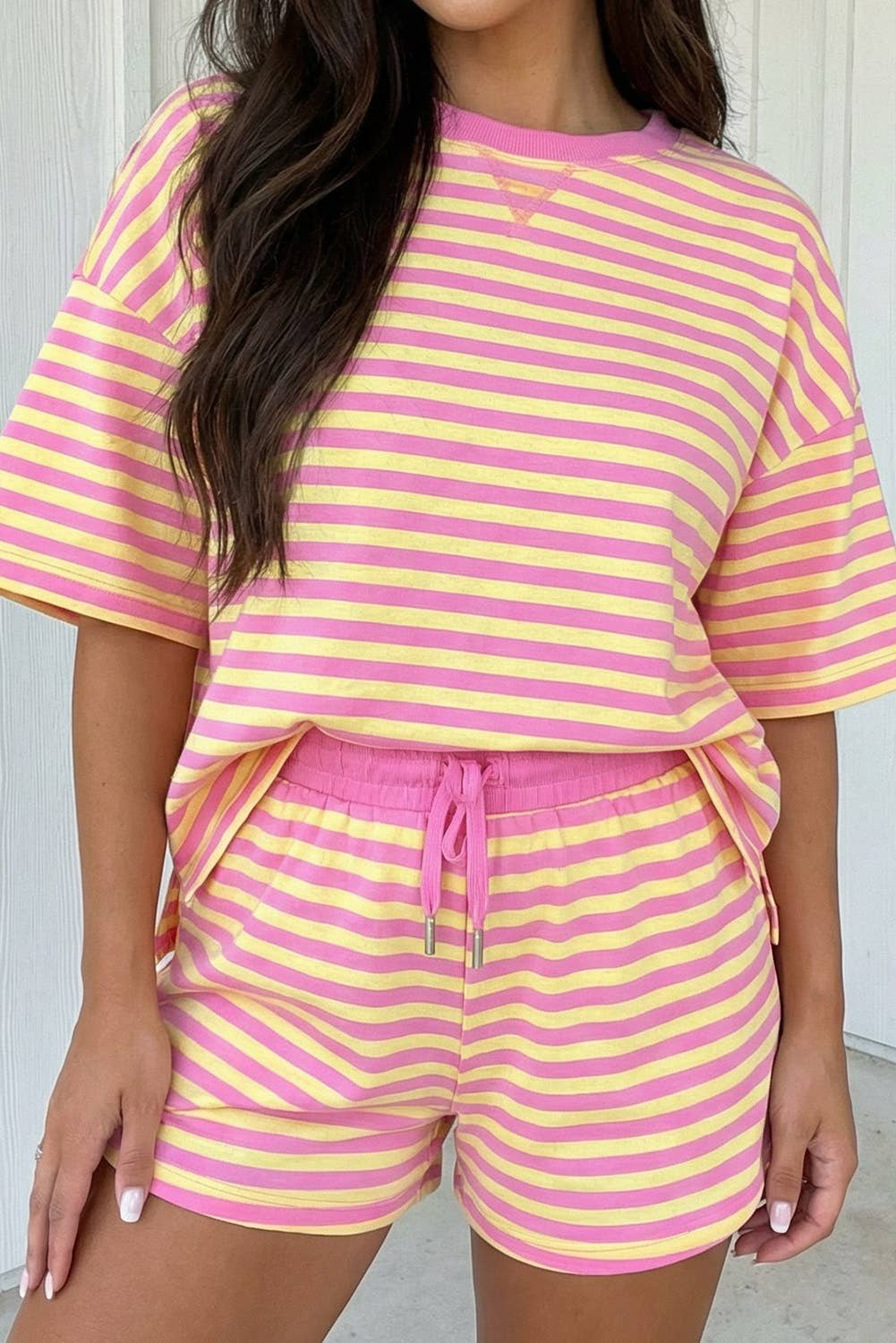 Stripe Short Set pink