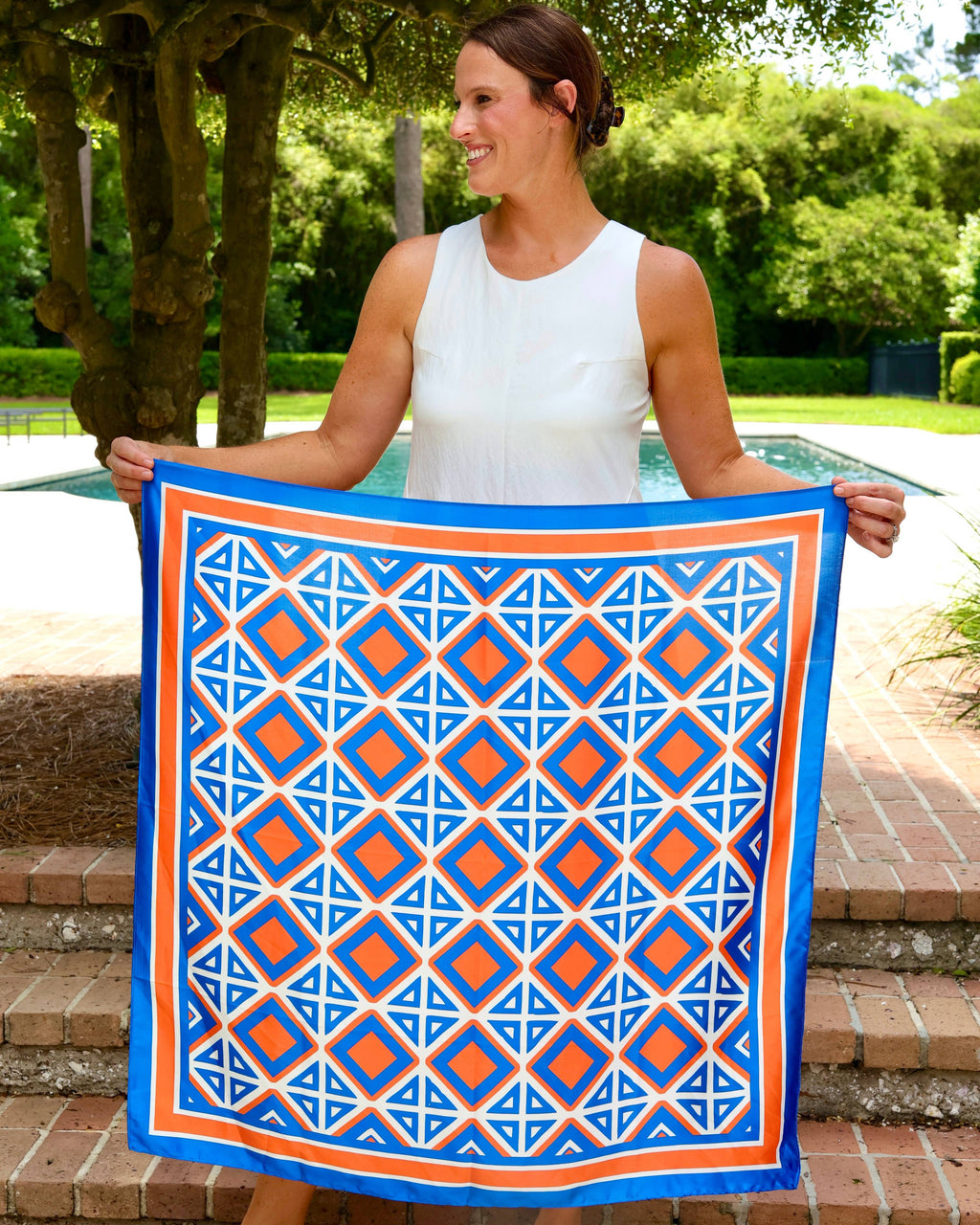 Barrett Tile Scarf Large Blue Orange: Default