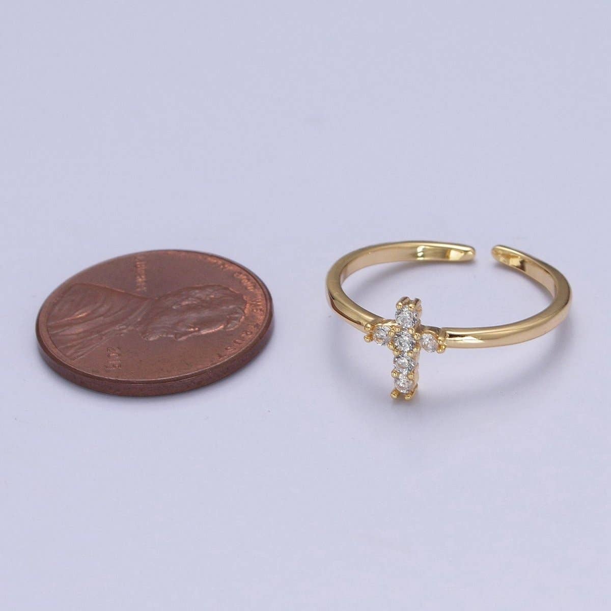 Gold Cross Ring Stacking 14K Gold Filled Ring CZ Dainty Cross Ring O-2140