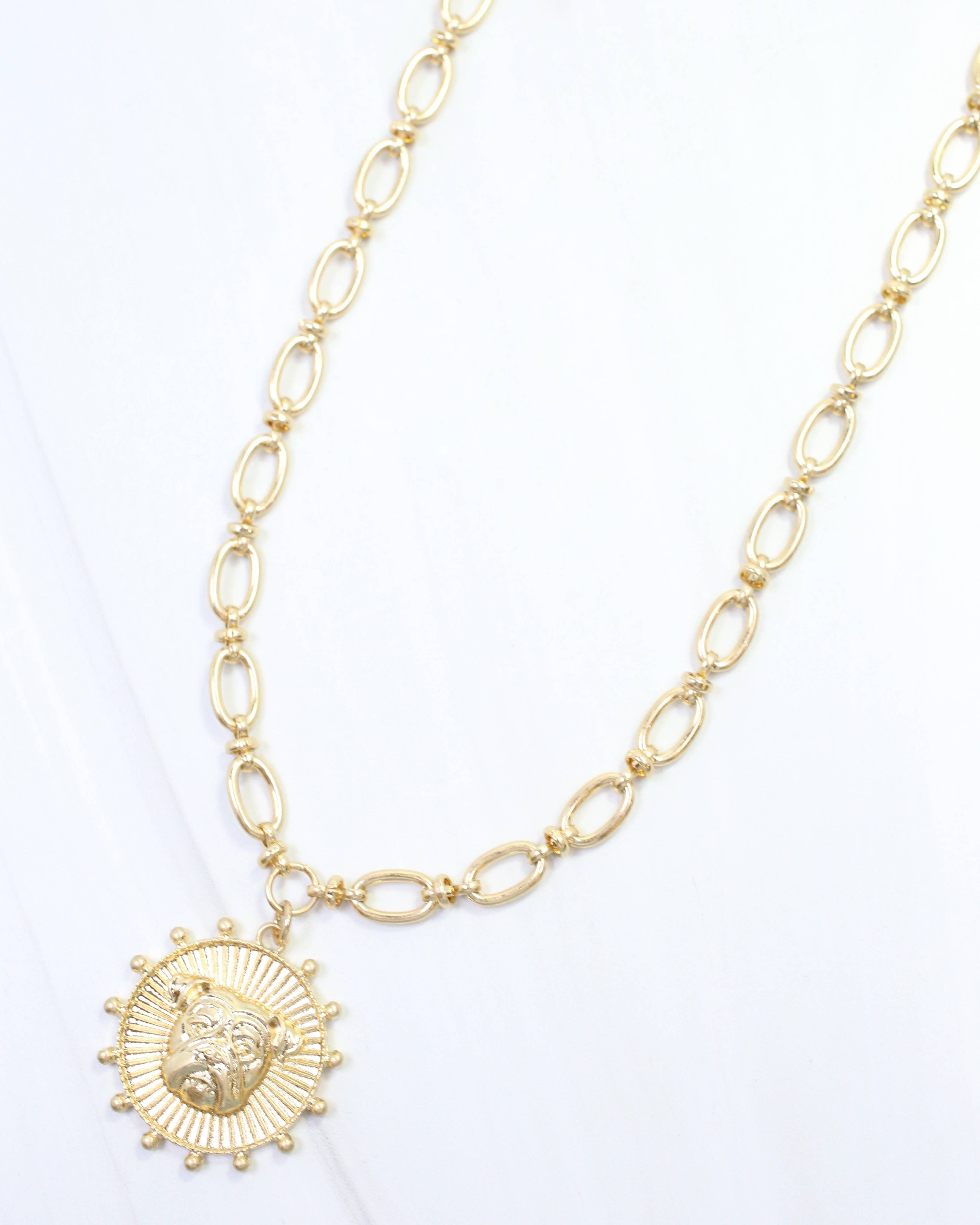 Carmen Coin Necklace Dog Worn Gold