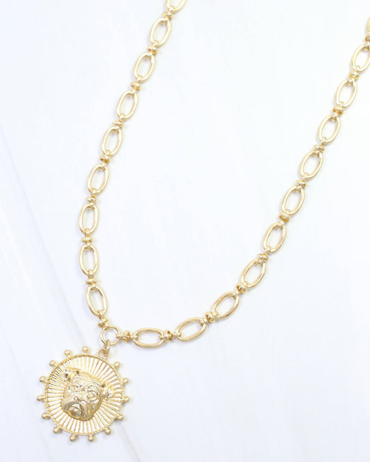 Caroline Hill Carmen Coin Necklace Dog Worn Gold