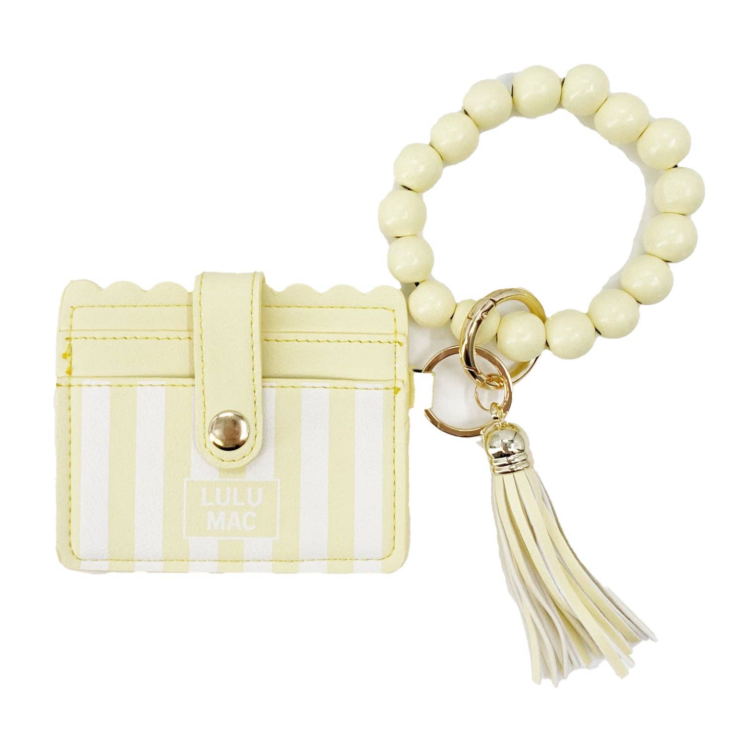 Beaded Wristlet ID Wallet Yellow Stripe Darby