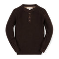 Organic Sweater Henley with Elbow Patches: Chocolate Heather / 3