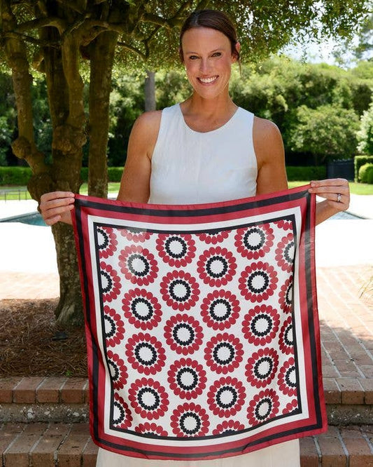 Caroline Hill Lucy Floral Scarf Medium Garnet Black