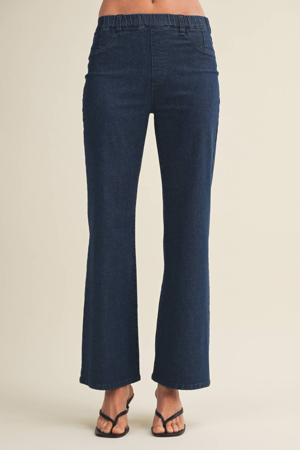 Shirred Contour Flare Leg Pants