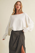 Bateau Neck Dolman Sleeve Pullover: CREAM / M