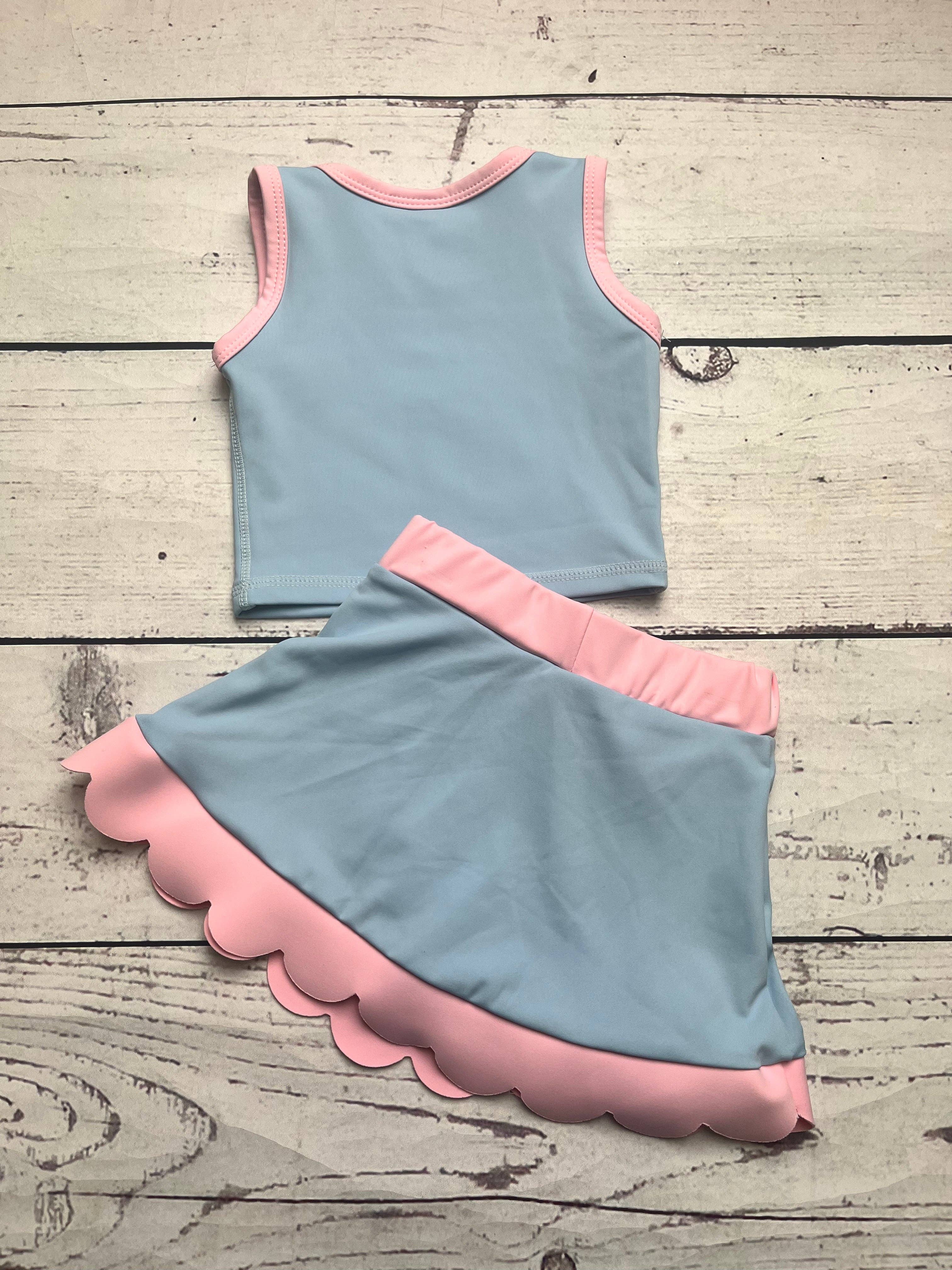 Kids Girls Sky Blue Active Scallop Set