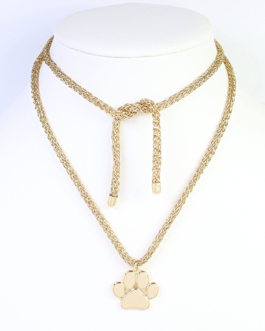 Corie Cord Necklace Paw Print Gold