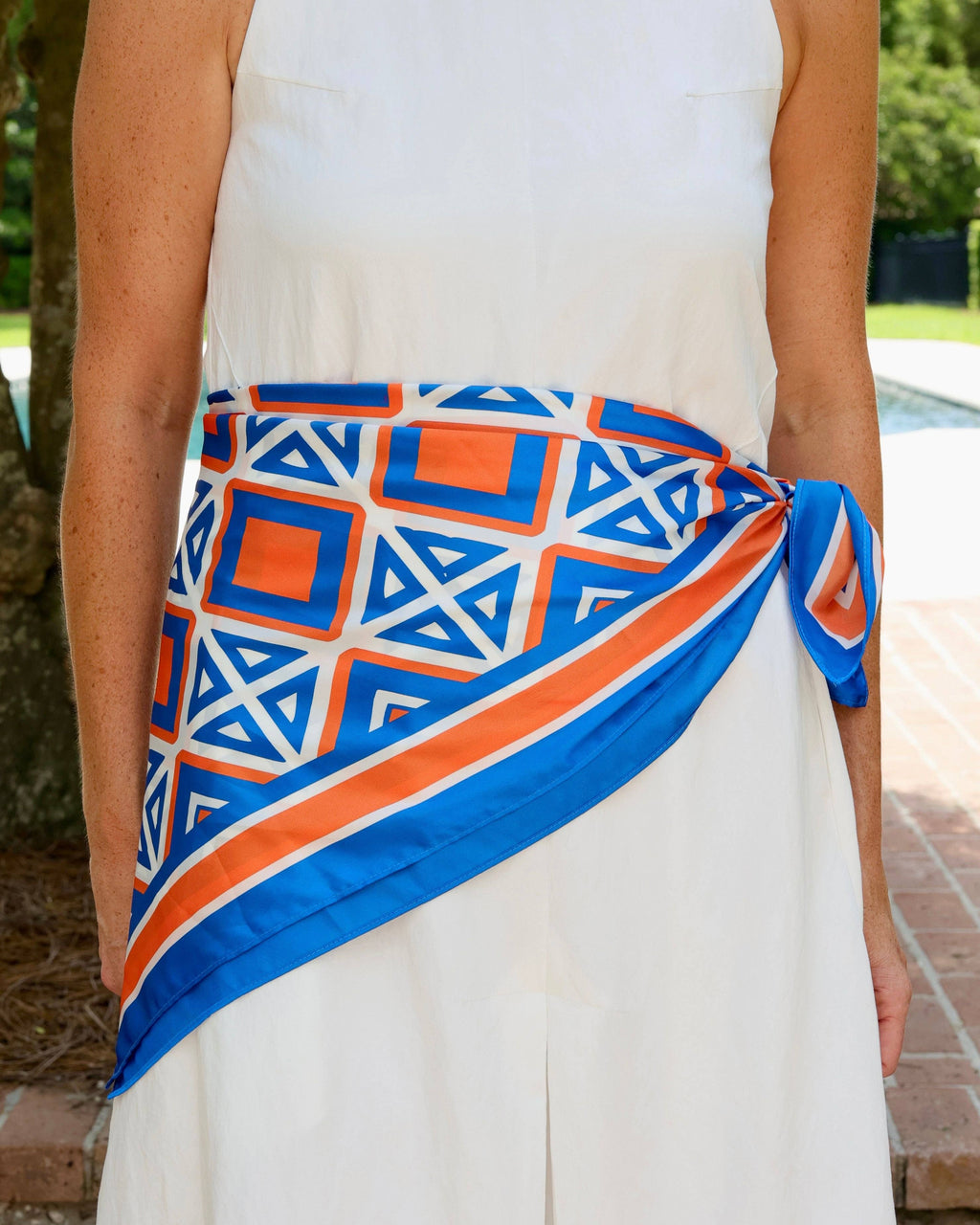 Barrett Tile Scarf Large Blue Orange: Default