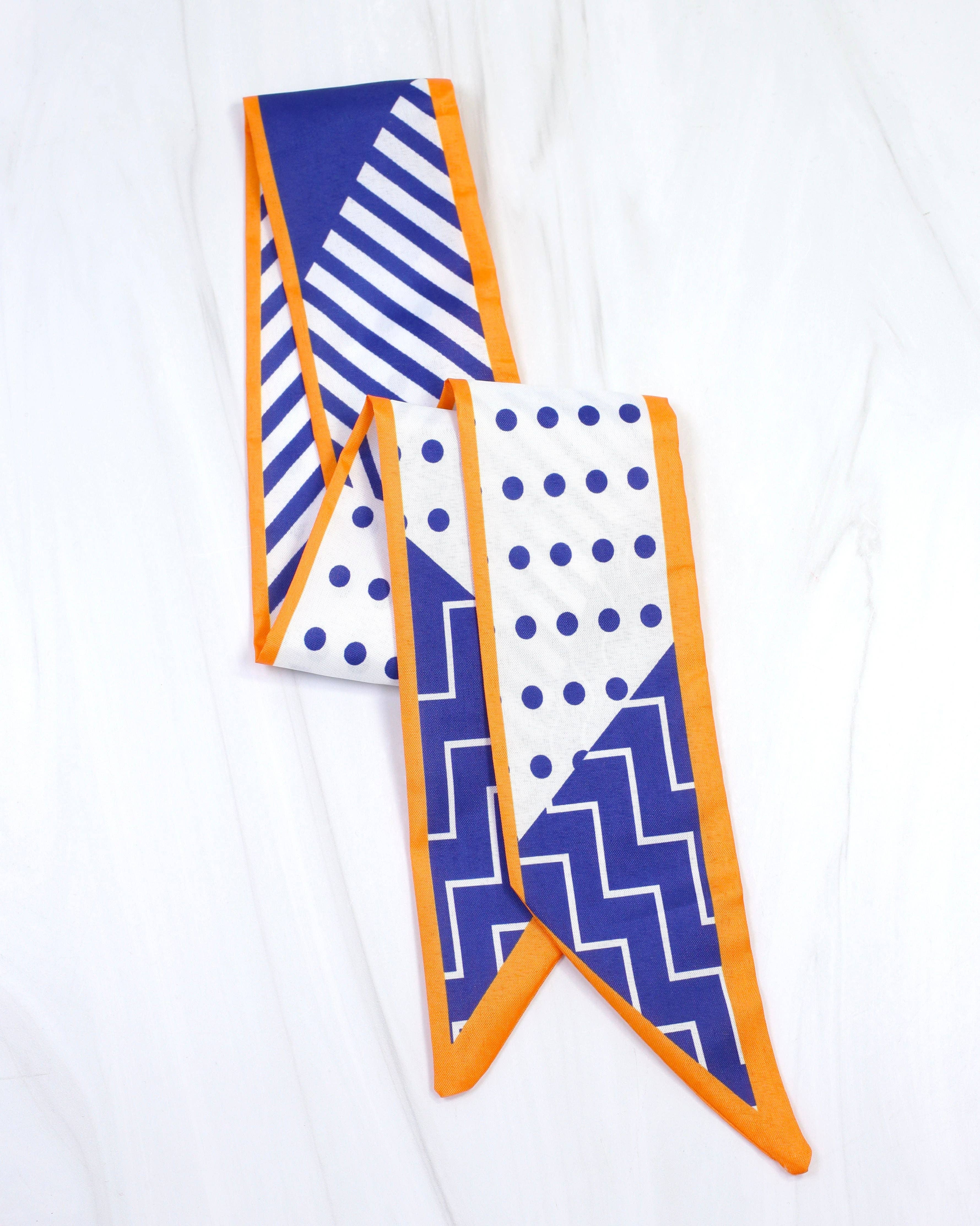 Irelynn Skinny Scarf Navy Orange