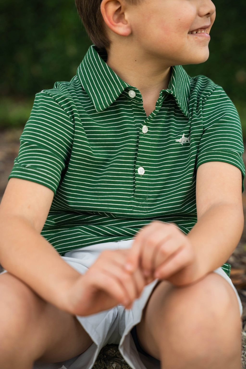 Banks Polo Green/White Stripe
