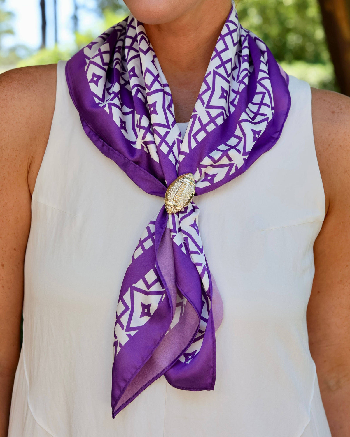 Caroline Hill Langston Geometric Scarf Medium Purple White