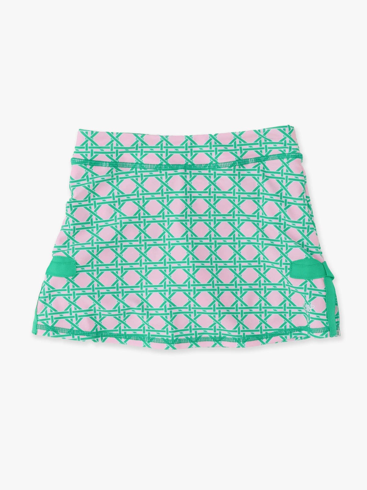 RuffleButts Girls Pink Coastal Cane Active Bow skort