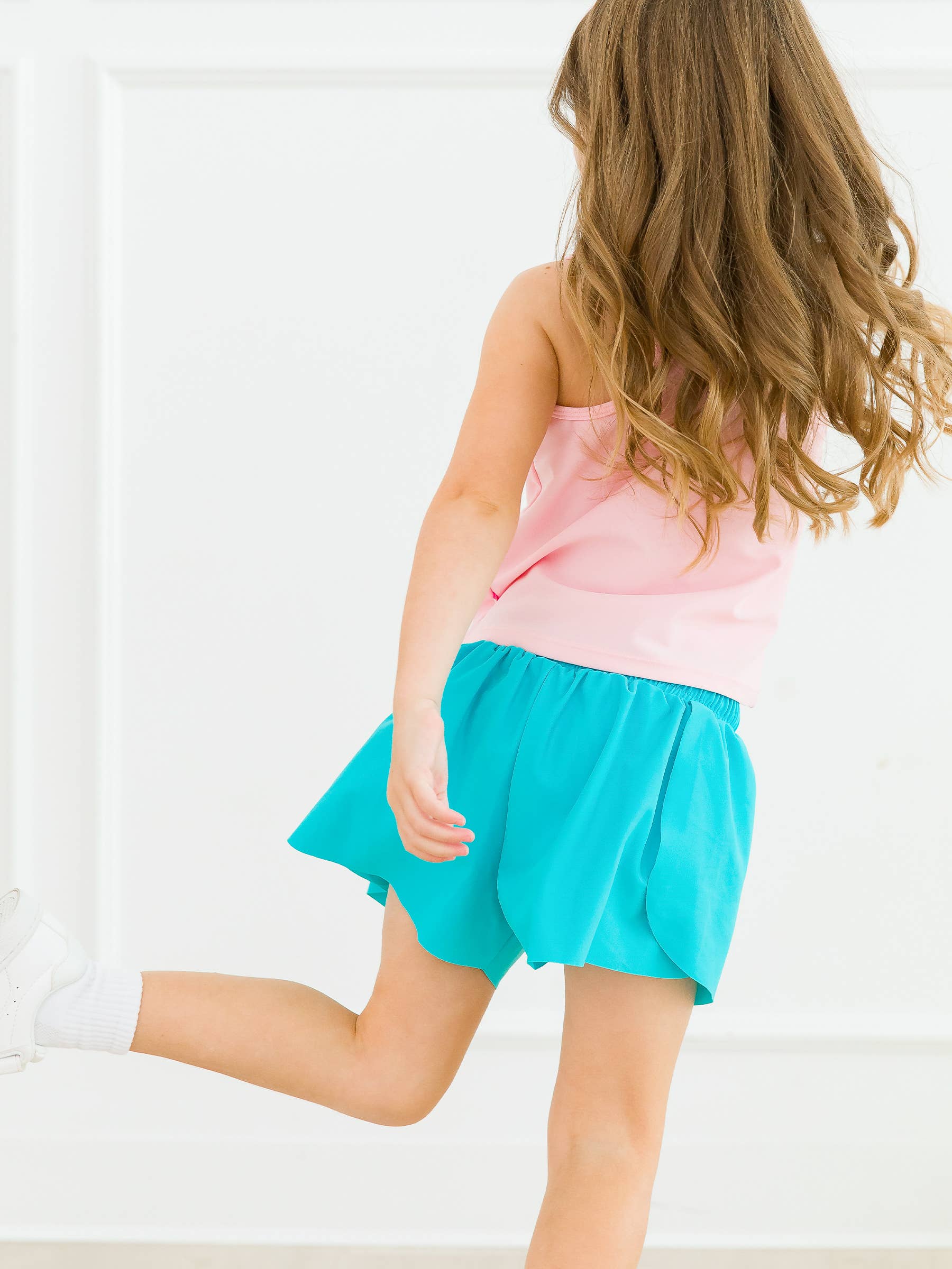 Girls Bright Aqua Active Butterfly Shorts