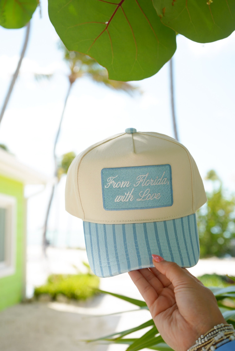 From Florida with Love Hat: White Bucket Hat