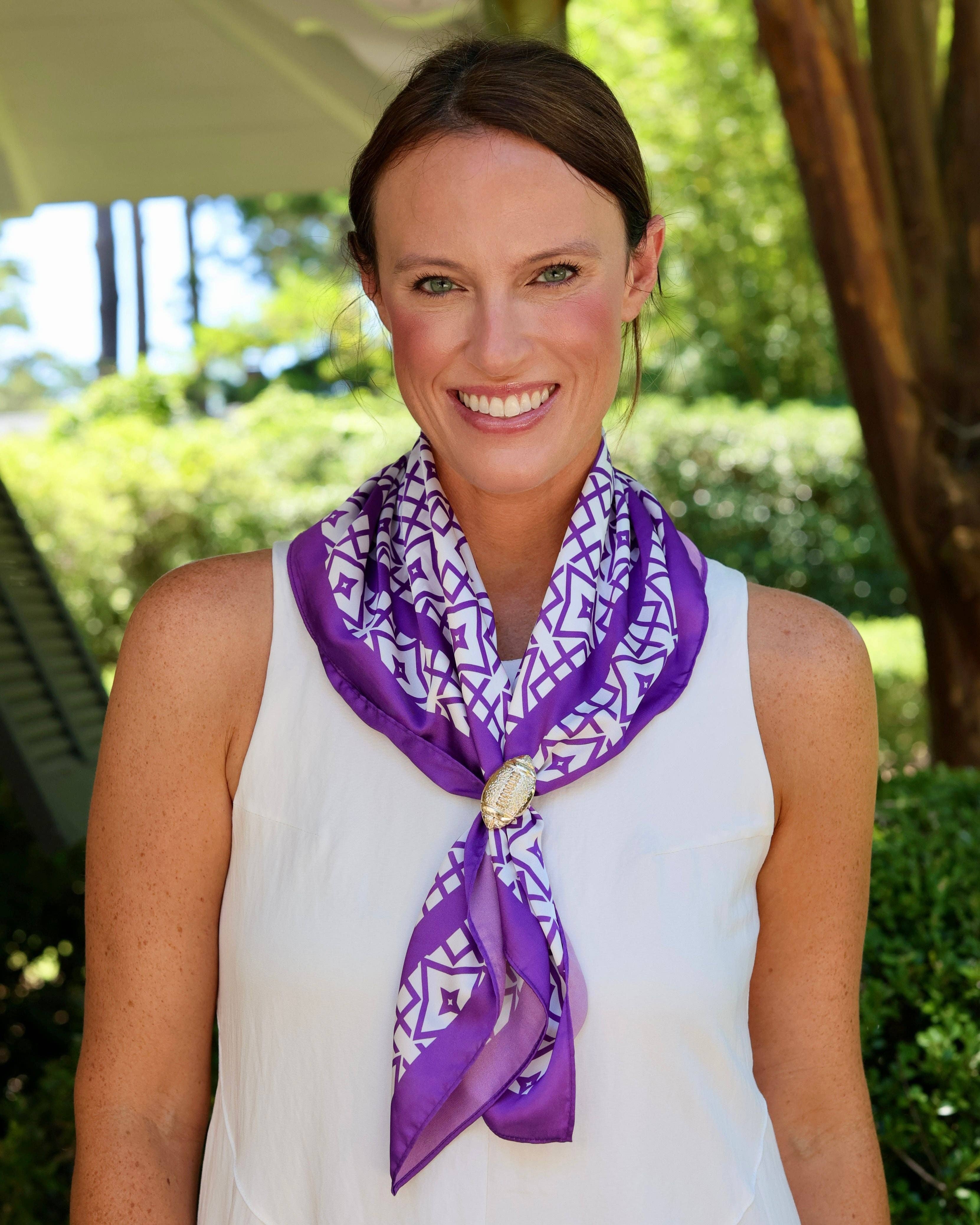 Langston Geometric Scarf Medium Purple White