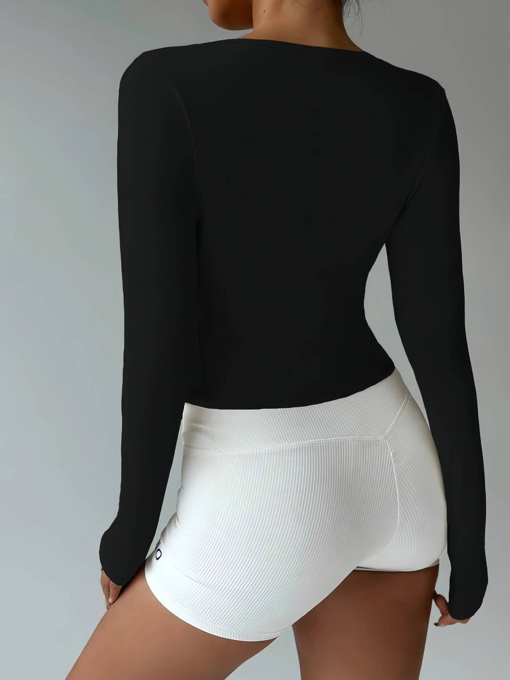 Athleisure wrap Top Long Sleeve Black