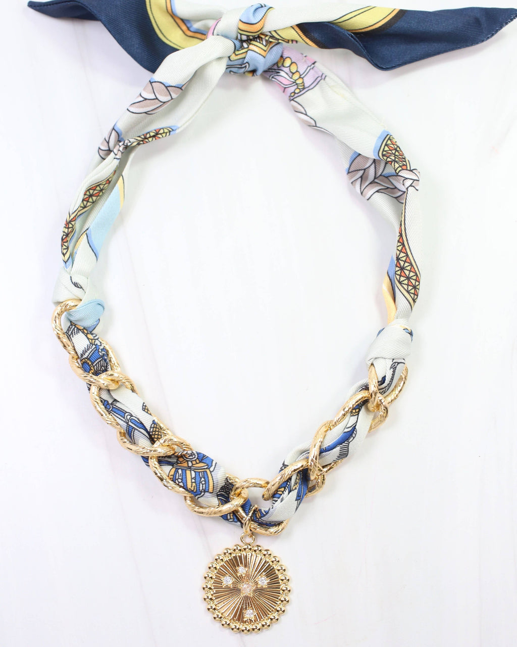 Sarah Scarf Charm Necklace Blue: Default