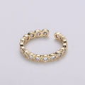 Fancy Clear CZ and Round Bezel Colorless Cubic Zirconia Open Ring Band Set In Gold Vermeil Travel Ring, Anniversary Ring R-121