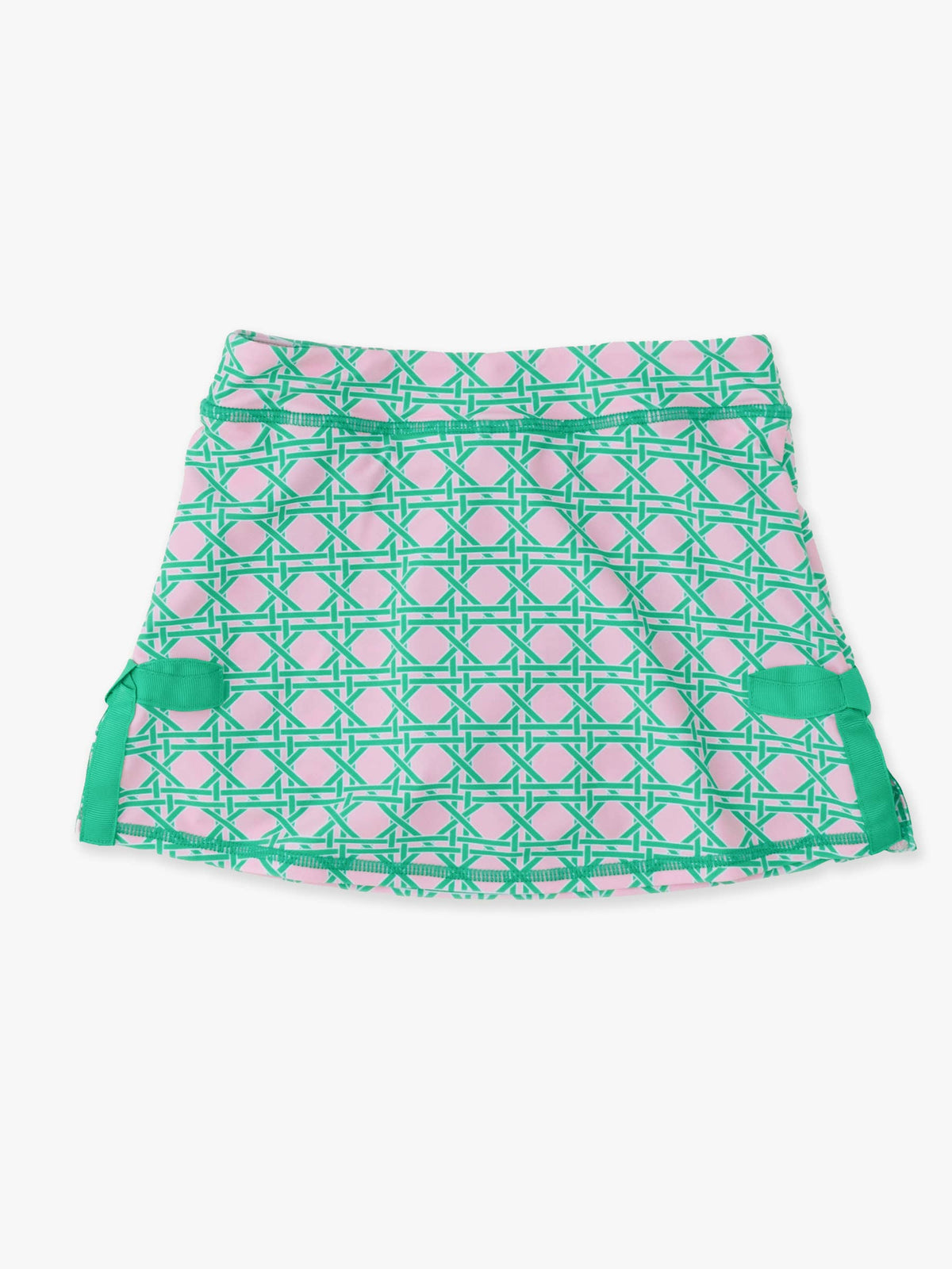 RuffleButts Girls Pink Coastal Cane Active Bow skort