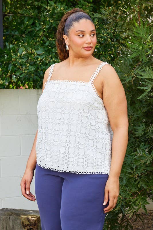 Plus Size Crochet Lace Cami Top
