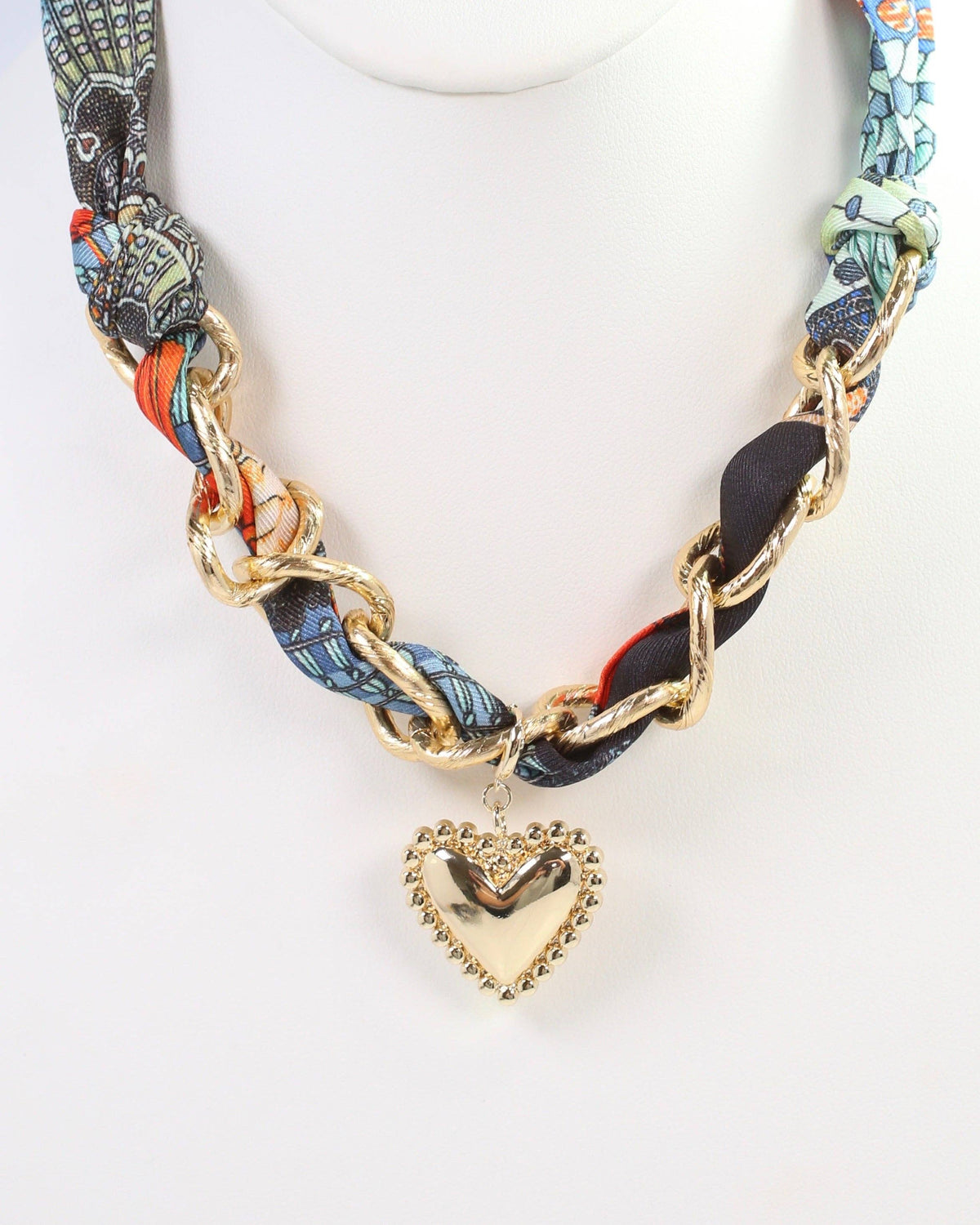 Santee Scarf Charm Necklace Blue Orange: Default