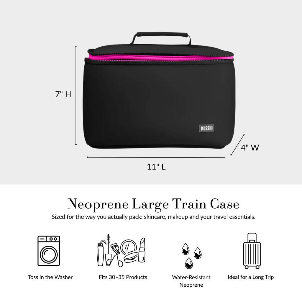 Neoprene Large Train Case Coral Red/ Periwinkle