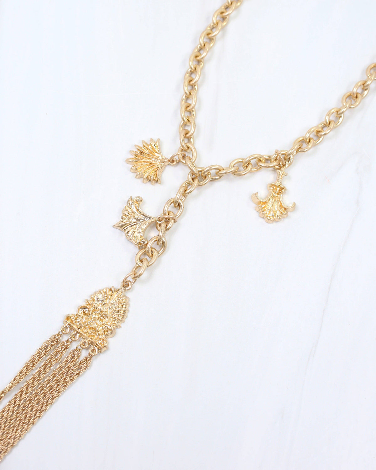 Aeris Vintage Long Y Necklace Worn Gold: Default