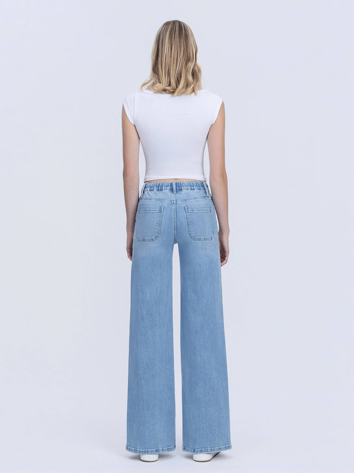 VERVET HIGH RISE ELASTIC WB WITH DRAWSTRING WIDE LEG JEANS