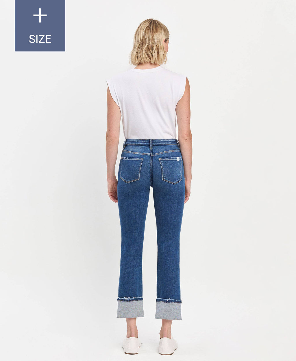 PLUS SIZE VERVET HIGH RISE CUFFED SLIM STRAIGHT JEANS