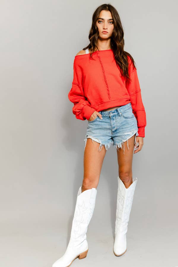 Solid Cropped Sweatshirt