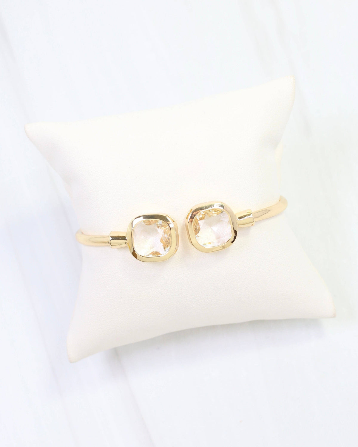 Kira Square Crystal Cuff Bracelet Clear: Default