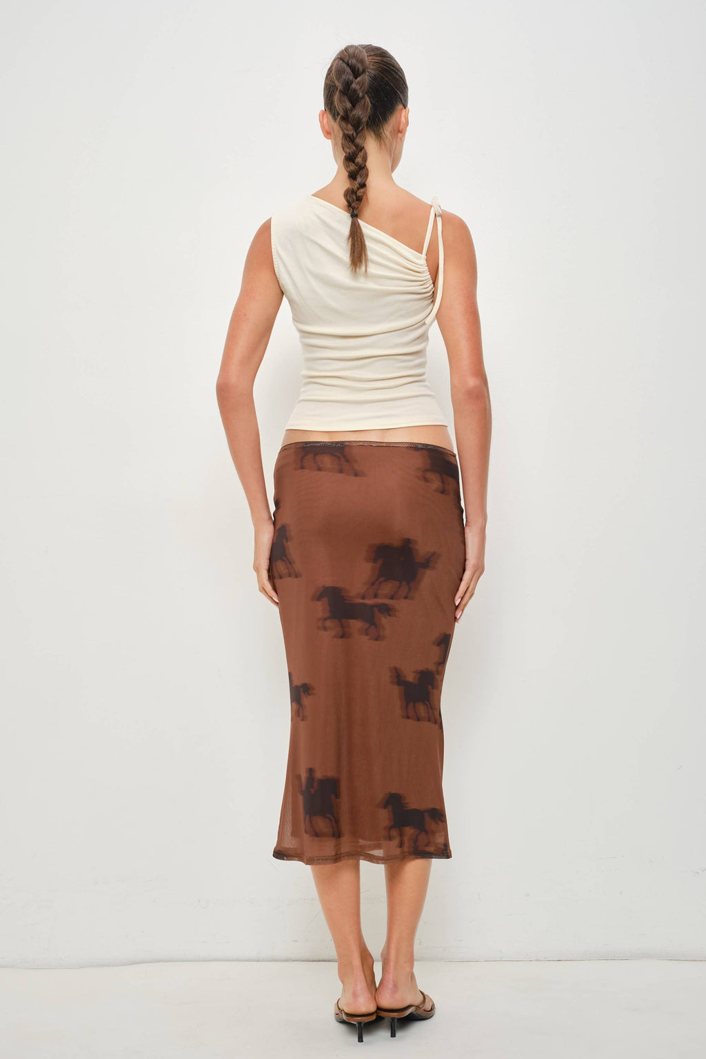 CIELO TIE SHOULDER TOP: Black / S