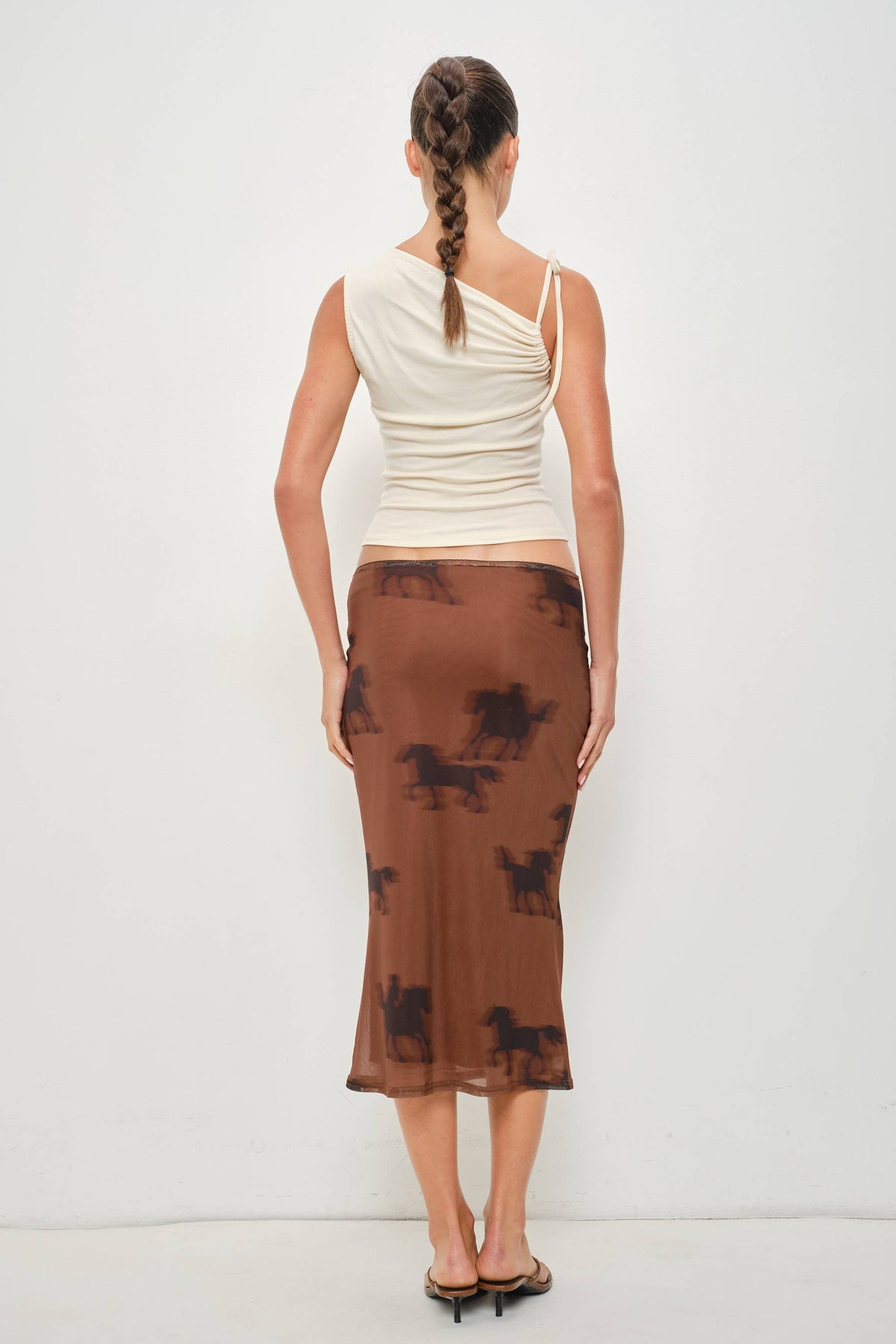 CIELO TIE SHOULDER TOP: Black / S