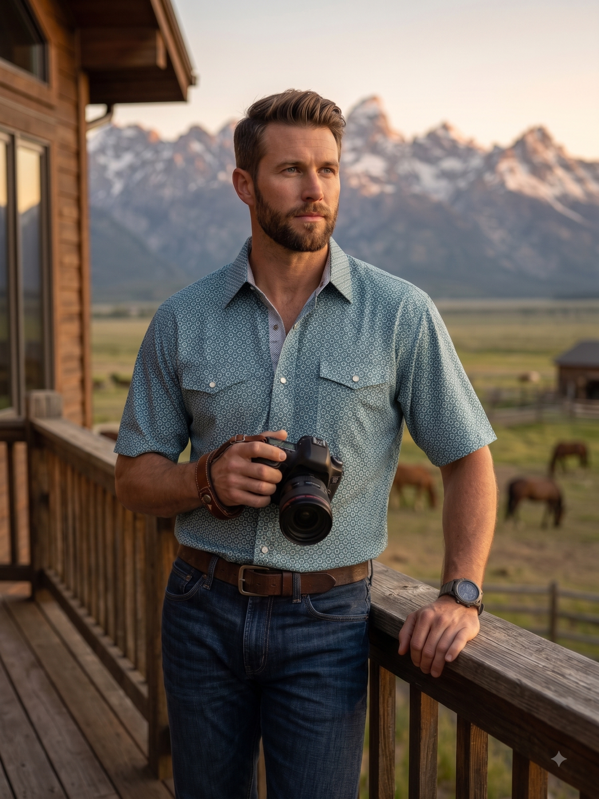 Men's Short Sleeve Western Snap Shirt | Style MF-2611: L