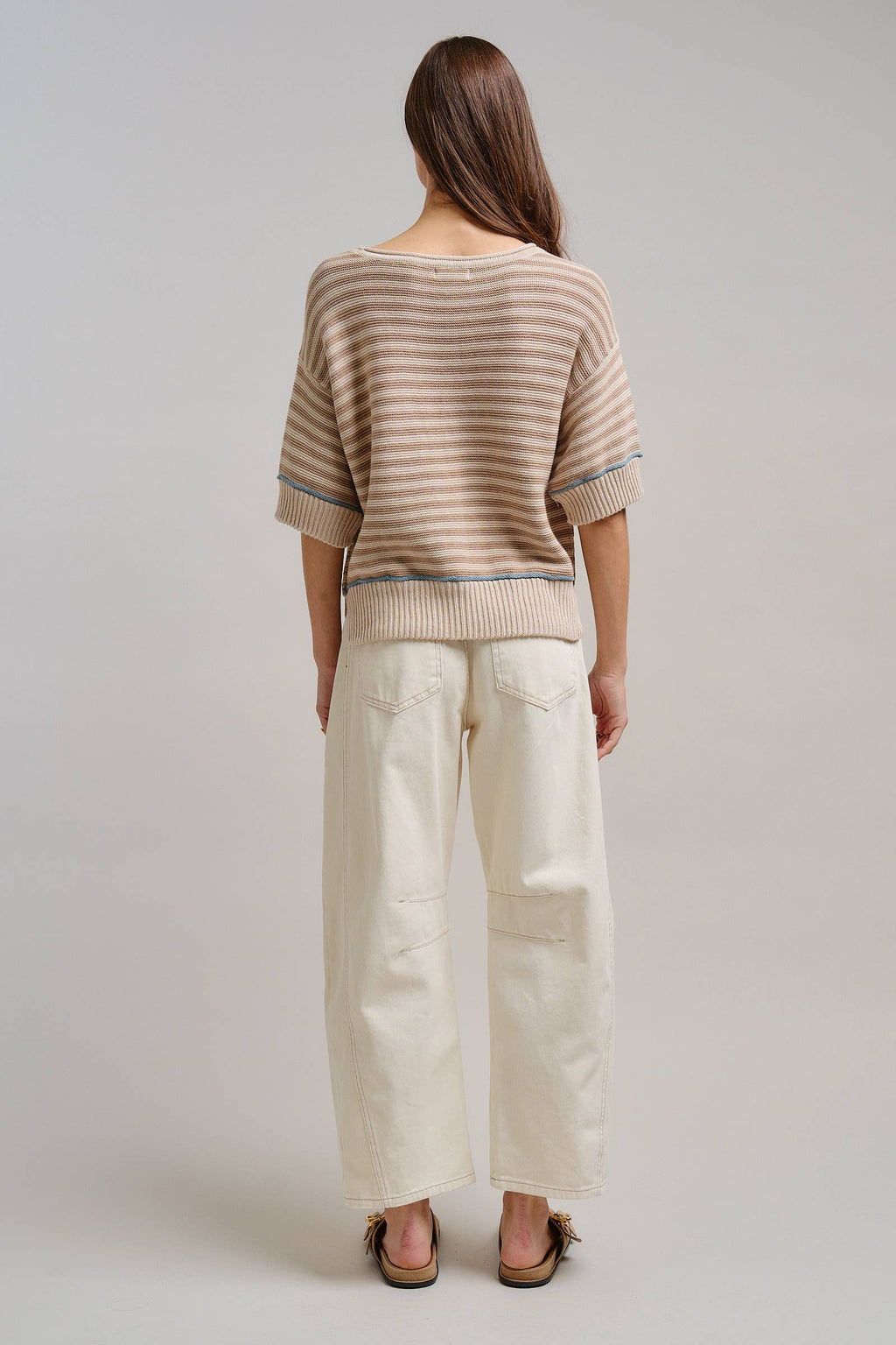 Ecru White Wide Leg Barrel Jeans