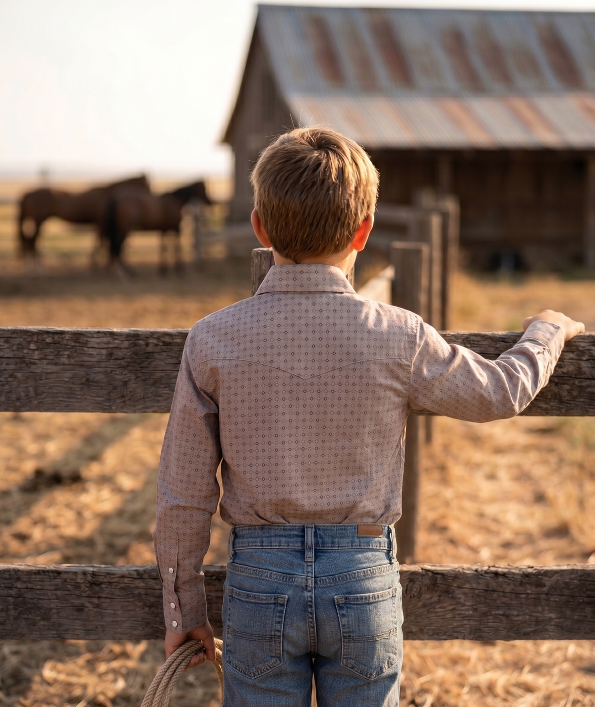 Boys’ Western Pearl Snap Stretch Shirt