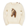 Organic Horse Intarsia Sweater: Ivory Horse Intarsia / S (5/6)