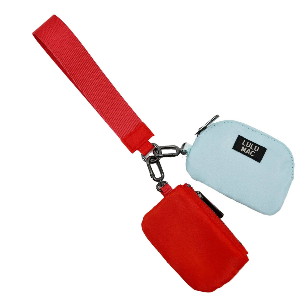 Lulu Mac Double Pouch Wristlets Red/Light Blue