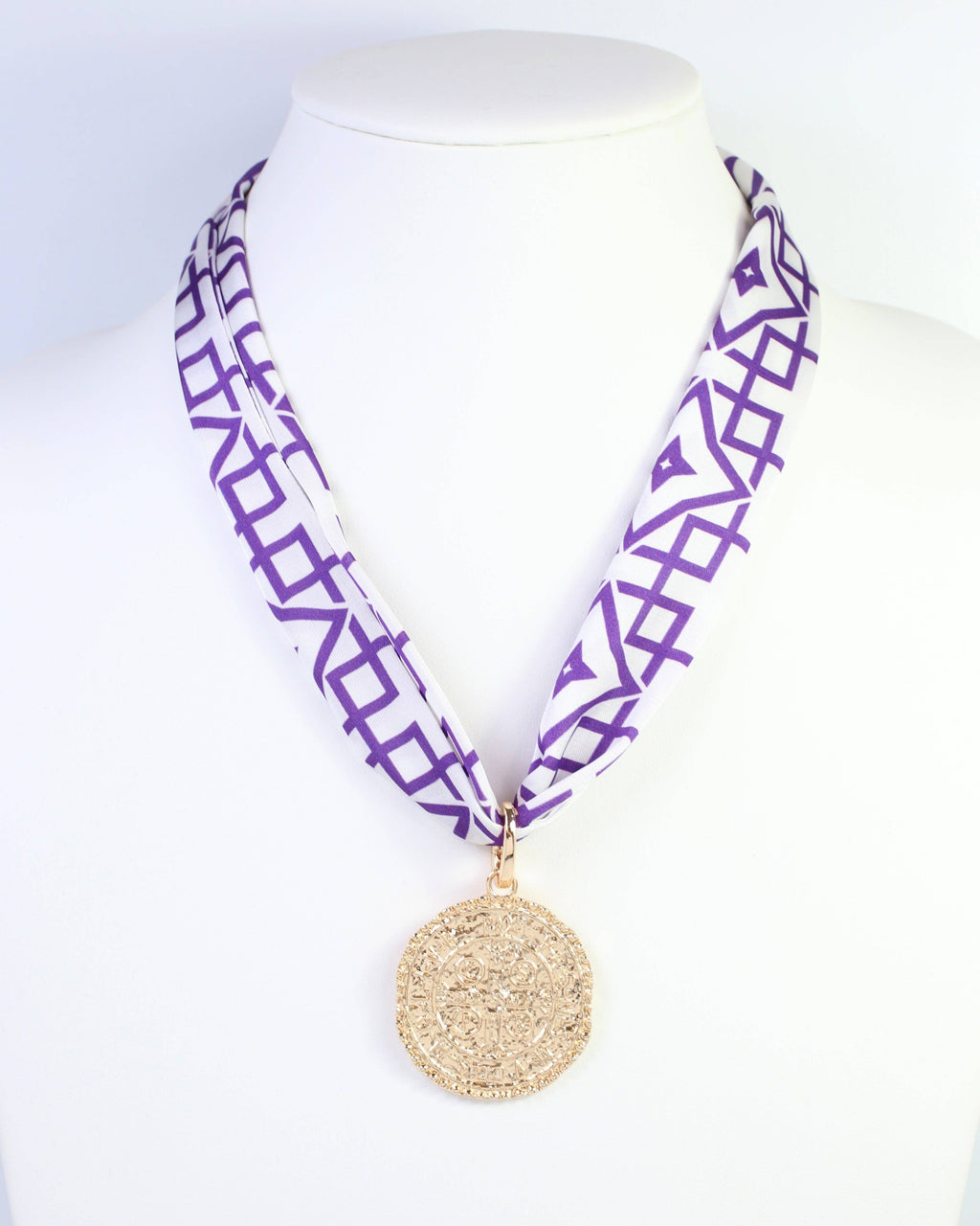 Langston Geometric Skinny Scarf Purple White